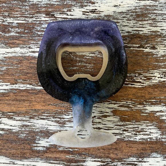 Other - Purple Black Ombre Wine Glass Resin Bottle Opener with Fridge Magnet Bar Gift